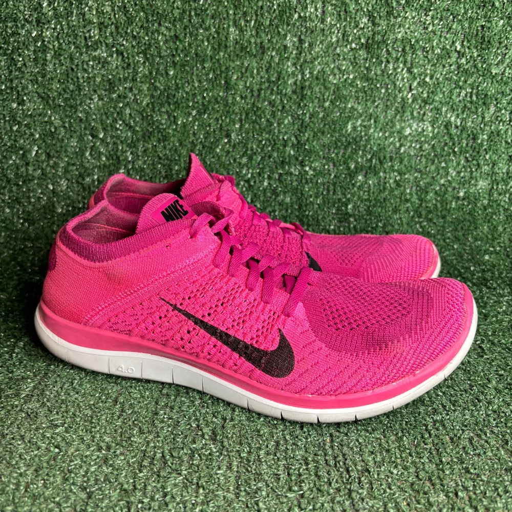 Nike Free 4.0 Flyknit 631050-601 Running Sneaker‎ Pink Black Womens Size 10.5